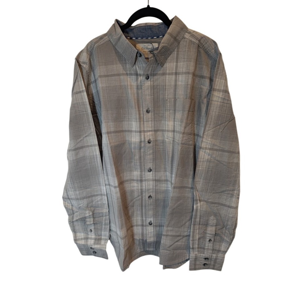 Old Ranch Plaid Button Down Shirt Long‎ Sleeve Mens Large 100% Organic CottonNew